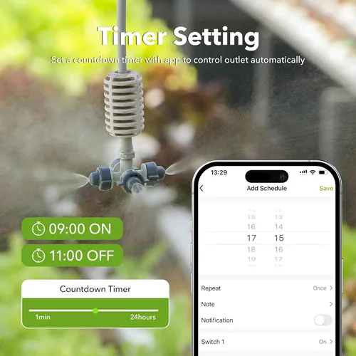 Miniatura 5 de Enchufe WiFi inteligente para exteriores, temporizador Wi-Fi resistente HBN con una toma de tierra, control remoto inalámbrico por aplicación