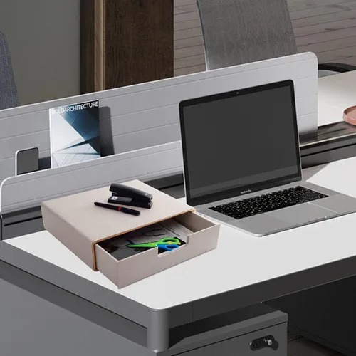 Miniatura 6 de Cajón organizador apilable de piel sintética, suministros de oficina ejecutiva, archivador A4, soporte para joyas, facturas, papel, documentos, Beige