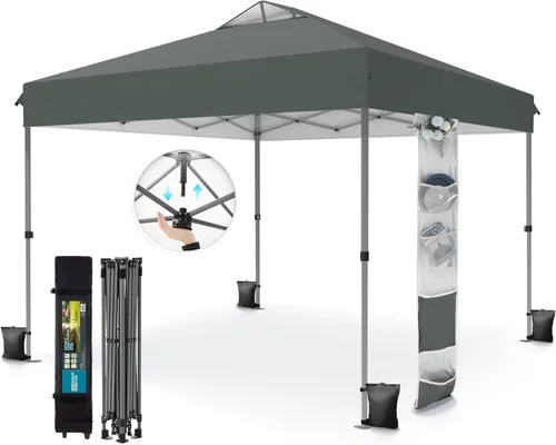 Miniatura 9 de PHI VILLA Tienda de campaña desplegable de 10 x 10 pies para exteriores, para eventos, fiestas, tienda de campaña de 100 pies cuadrados, color blanco