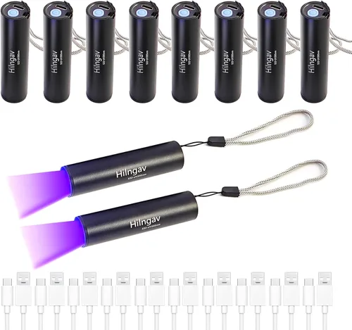 Miniatura 8 de 4 Pack de linternas recargables de luz negra pequeña UV, luz negra mini 395 NM 365 NM, linternas de luz negra USB C de carga, linterna de mano LED