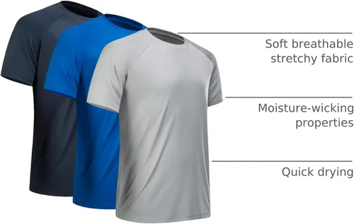 Miniatura 14 de Camisetas de entrenamiento para hombre, de manga corta, de secado rápido, atlético, gimnasio, activo, absorbe la humedad