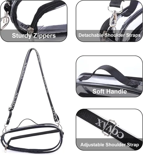 Miniatura 7 de COVAX Bolso cruzado transparente, aprobado por estadios para conciertos, festivales L-negro-4