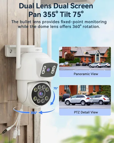 Miniatura 3 de Sistema de cámara de seguridad inalámbrico para exteriores con monitor de 12 pulgadas, 4 cámaras de doble lente 2K para vigilancia doméstica