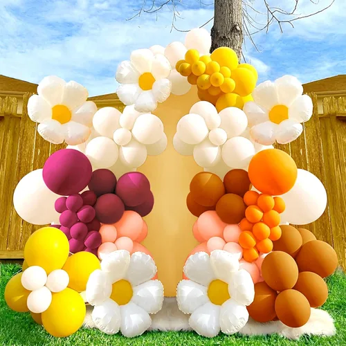 Kit de arco de guirnalda de globos de margaritas de 166 piezas, globos pastel macarrón, arco pastel de primavera para fiesta temática de margaritas,