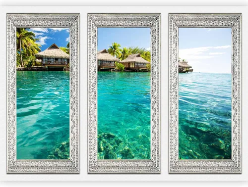 artgeist Mural de pared prémium Isla tropical, 79 x 55 pulgadas, papel tapiz no tejido, decoración de pared de forro polar, impresión fotográfica,
