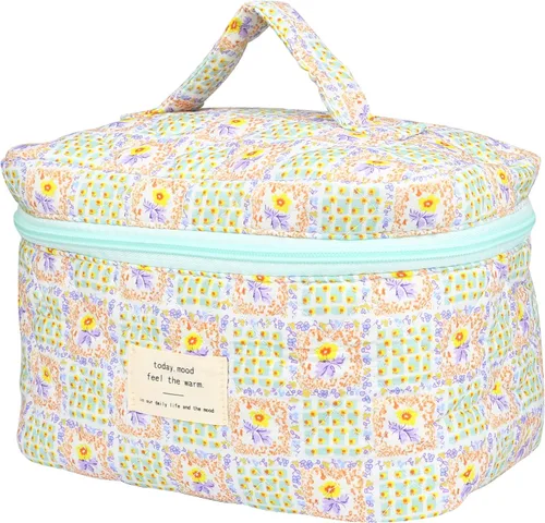 Miniatura 12 de Bolsas de cosméticos para mujer, bonita bolsa de maquillaje floral, organizador de almacenamiento de maquillaje, bolsas de aseo de viaje, bolsas
