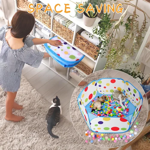 Miniatura 7 de Palksky Juguetes interactivos para gatos con hoyo de bolas para gatos, bolas de juguete, lanzador de bolas, juguetes de primavera para gatos