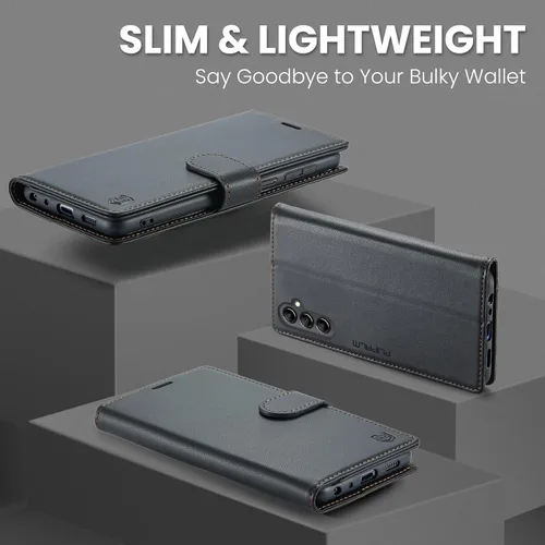 Miniatura 6 de FLIPALM Funda tipo cartera para Samsung Galaxy A14 5G con bloqueo RFID, soporte para tarjeta de crédito, de piel sintética, función atril, funda