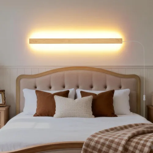 Miniatura 12 de KELUOLY Lámparas de pared modernas con enchufe, aplique de pared LED negro mate de 31.4 pulgadas, lámpara de pared interior acrílica cálida blanca