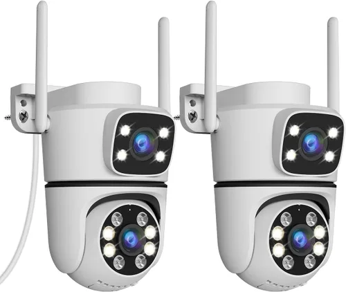 WEILAILIFE 【Vinculación de Lentes Duales】 Cámara de Seguridad Inalámbrica para Exteriores de 5MP, Cámaras de Vigilancia por Video PTZ WiFi para