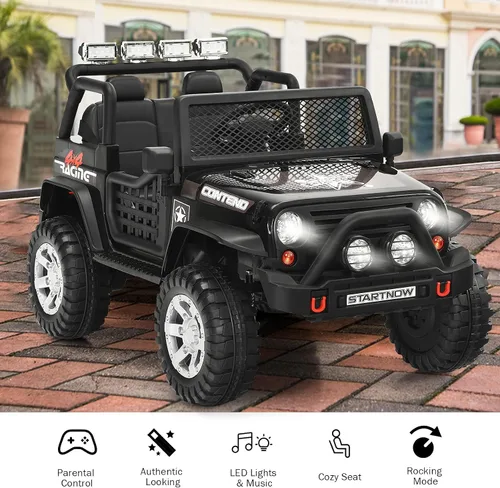 Miniatura 4 de Costzon - Camioneta de paseo para niños de 2 plazas, vehículo eléctrico con batería de 12 V con control remoto, 2 velocidades, suspensión