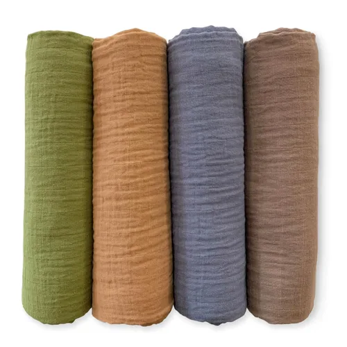 Miniatura 13 de SwaddleDesigns Juego de 4 mantas de muselina de algodón para bebé, niño y niña, mantas neutras para recién nacido, registro de bebé y regalo, 46 x