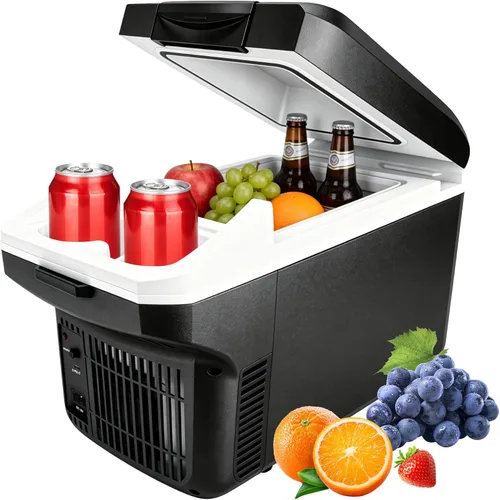 Iceblue Enfriador eléctrico con tipo C, mini refrigerador de 8 litros/11 latas con cinturón, refrigerador termoeléctrico de doble uso tipo C de 9 V,