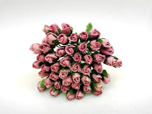 Miniatura 3 de PLFlower - Juego de 100 pequeños brotes de rosas rosas de color rosa polvoriento, flor de morera, hecho a mano, tamaño de boda, 0.15 pulgadas, álbum
