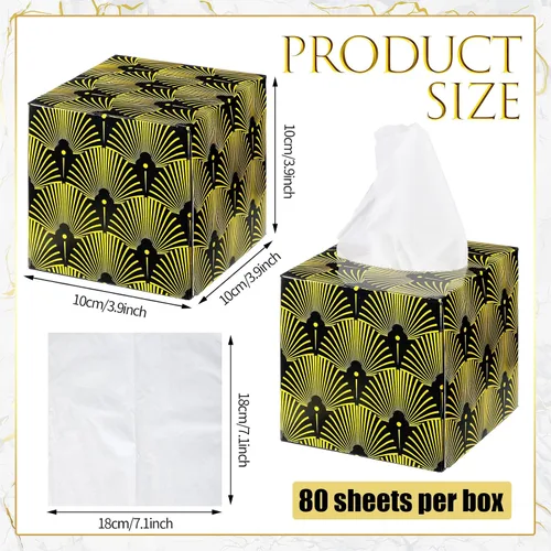 Miniatura 4 de 24 cajas de pañuelos, cajas de pañuelos faciales, cajas de pañuelos geométricos con diseño de flores, 2 capas, 80 hojas cada caja, pañuelos faciales
