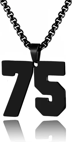 Miniatura 75 de Collar de Número Dorado para Hombre, Cadena de Acero Inoxidable con Colgante de Número para Atletas, Joyería Deportiva Personalizada para Niños