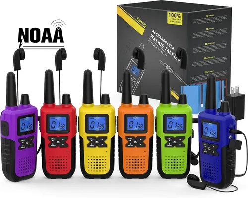 Miniatura 9 de Topsung Walkie Talkies recargables para adultos de largo alcance con auricular NOAA alerta meteorológica, radio multiusos de 2 vías, paquete de 6