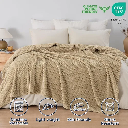 Miniatura 3 de PHF Manta de forro polar de franela ultra suave, tamaño individual, manta ligera de forro polar jacquard 3D, no se desprende, no hace bolitas, ropa