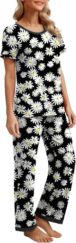 Miniatura 3 de PrinStory Conjunto de pijama de manga corta para mujer, pijama suave con bolsillos 2023