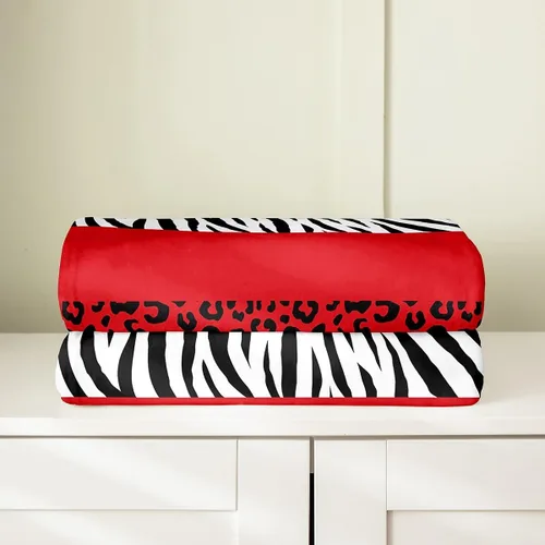 Miniatura 4 de Leopard Print Throw Blanket,40x50,African Wild Animal Skin Print Fleece Blanket for Teens Adults,Zebra Geometric Stripes Wildlife Tribal