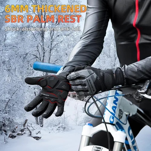Miniatura 3 de ROCKBROS Guantes para ciclismo de montaña con almohadilla de gel, pantalla táctil y protección de nudillos para BMX MX ATV MTB Racing, color negro