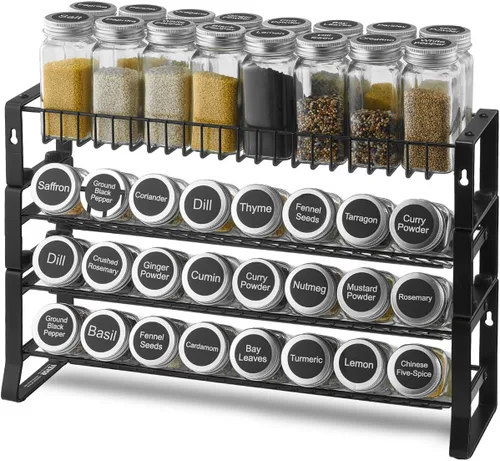 VEVOR Organizador de especias desmontable para gabinete, organizador de condimentos apilable de 4 corbatas, tarros de especias, almacenamiento de