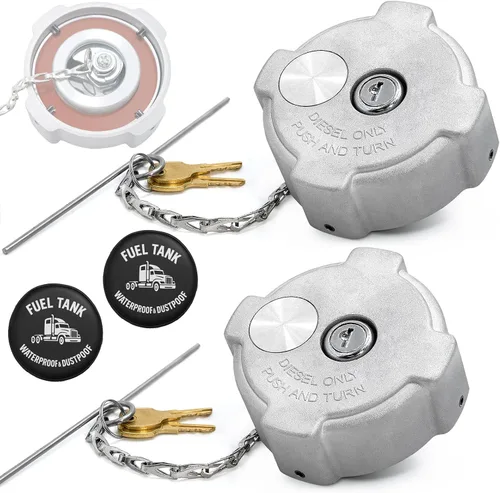 Paquete de 2 tapas de depósito de combustible hembra de 3 pulgadas con bloqueo de giro de 1/4, compatible con Freightliner Century 112, Cascadia