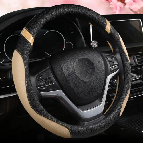 Miniatura 10 de Cxtiy - Funda de cuero para volante, universal para mujer, para auto, 15 pulgadas (rosa)