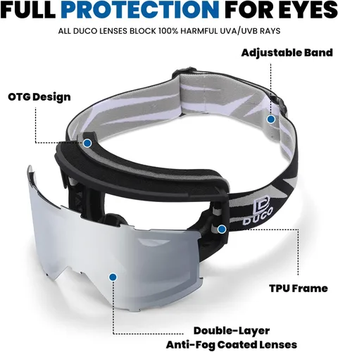 Miniatura 3 de DUCO OTG DCS003 - Gafas de esquí y snowboard para hombres y mujeres, protección UV400, antiniebla, esquí, nieve