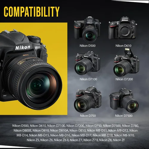 Miniatura 8 de BM Premium Paquete de 2 baterías EN-EL15C de alta capacidad y cargador para Nikon Zf, ZR, Z5, Z5 II, Z6, Z6 II, Z6 III, Z7, Z7II, Z8, D500 D600 D750