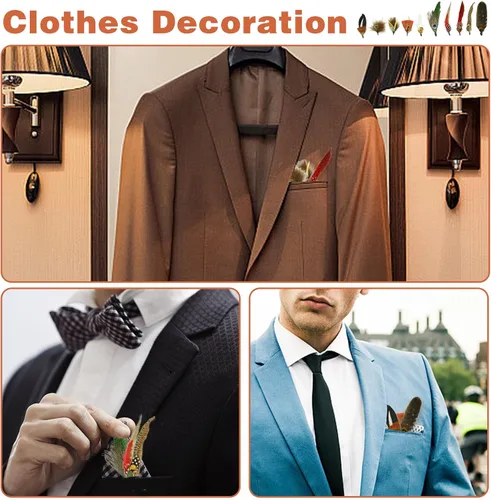 Miniatura 4 de 10 piezas de plumas para sombreros para manualidades, plumas naturales para sombreros, plumas de sombrero de vaquero de colores para hombres