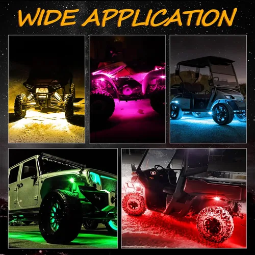 Miniatura 8 de Niwaker - Kits de luces de roca RGB, 4 cápsulas de luces LED RGB con control Bluetooth, luces LED de neón multicolor para camiones, ATV, UTV, SUV