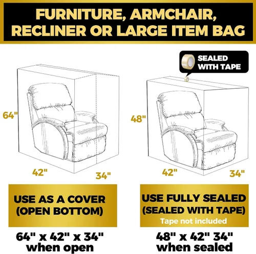 Miniatura 5 de Fundas de plástico para muebles para mudanza y almacenamiento - Protectores de fundas para sillas de alta resistencia, impermeables y a prueba
