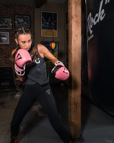 Miniatura 4 de Title Boxing Guantes de entrenamiento de gel suspense, rosa/negro, 16 oz