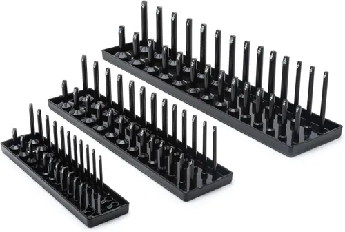 GEARWRENCH Juego de 3 bandejas de almacenamiento SAE de 1/4", 3/8" y 1/2", color negro - 83118