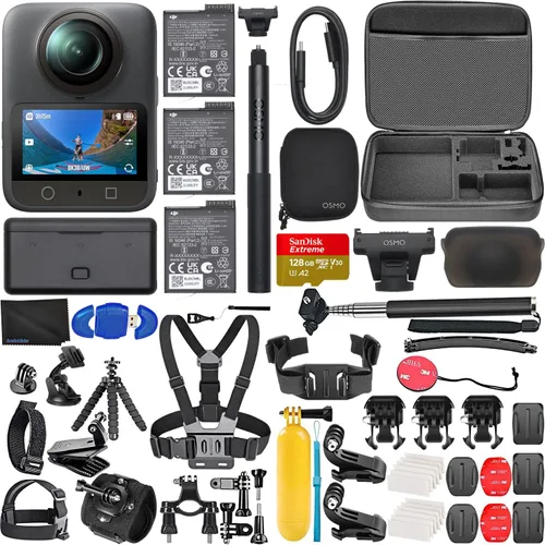 DJI Osmo 360 Adventure Combo, cámara 360 con imagen de 360° de 1 pulgada, duración de batería extendida con 3 baterías, paquete de video nativo 8K