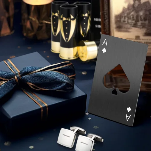 Miniatura 7 de Yoption Set de 16 piezas de regalos para padrinos de boda, 8 vasos de chupito con 8 abridores de botellas tamaño tarjeta de crédito para propuesta