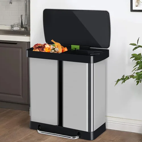 Miniatura 8 de Basurero de cocina de acero inoxidable de 16 galones, 60 litros, 13 galones, 50 litros, 10 galones/40 L, con tapa y barril extraíble, cubo de basura