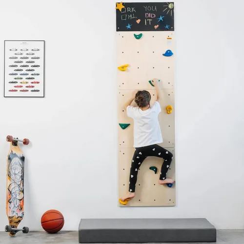 ComfyBumpy Pared de escalada en roca para niños | Juego de gimnasio para juegos de interior con pizarra de dibujo y 12 soportes antideslizantes |