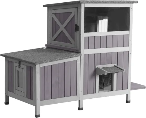 Miniatura 17 de GUTINNEEN Casa para Gatos de Exterior Climatizada Aislada con Calentador y Forro Térmico, Refugio Cálido de Invierno para Gatos Ferales Espacioso