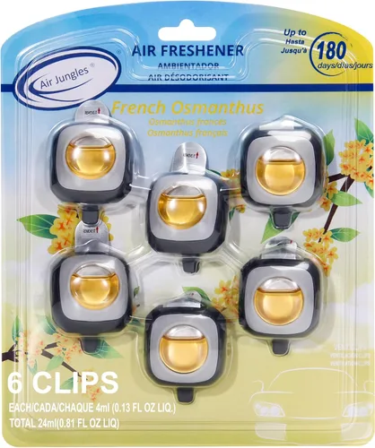 Miniatura 14 de Air Jungles Ambientador de coche con aroma a melocotón miel, 6 clips de ventilación, 0.16 onzas líquidas cada uno, ambientador de larga duración