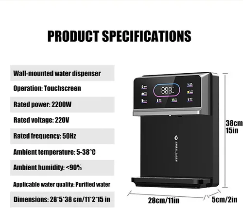 Miniatura 2 de Dispensador de agua caliente instantáneo, enfriador de agua montado en la pared para calentamiento rápido y cerraduras infantiles, dispensador de 6