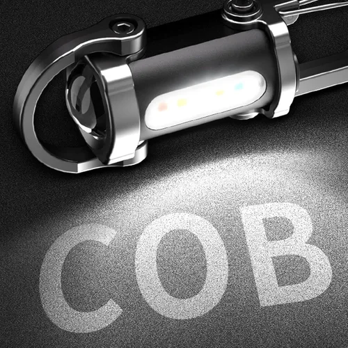 Miniatura 6 de Linterna de llavero recargable, brillante de 800 lúmenes, luz de llavero EDC de aluminio, 7 modos de luz, luz de trabajo COB, linternas