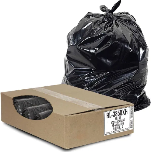 Aluf Plastics - Bolsas de basura de 55 galones para contenedor de basura (100 unidades) - 38 x 58 pulgadas - Bolsas de basura negras gruesas Negro