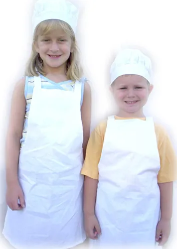 Miniatura 2 de Conjunto de delantal y sombrero de chef blanco para niños, Blanco