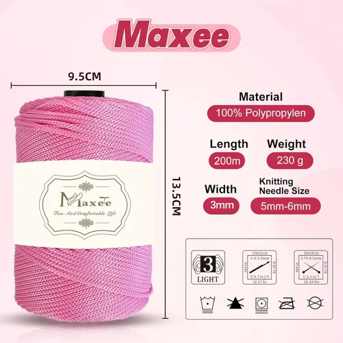 Miniatura 3 de Cordón de macramé premium de poliéster 3 mm × 218 yardas, cordón de macramé 100% polipropileno de 3 mm, ideal para crochet, colgadores de pared, 30