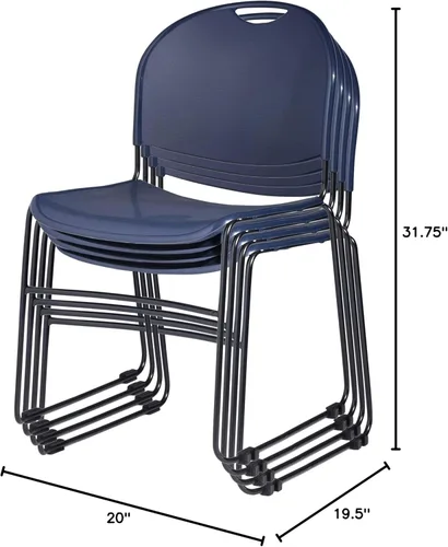 Miniatura 8 de OEF Furnishings OEF855-CL/4 Silla apilable comercial ultra compacta (azul marino, paquete de 4)