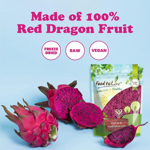 Miniatura 5 de Food to Live Polvo de fruta del dragón rojo, 12 onzas – Pitaya liofilizado, superalimento vegano, fruta de dragón deshidratada es rica en vitaminas