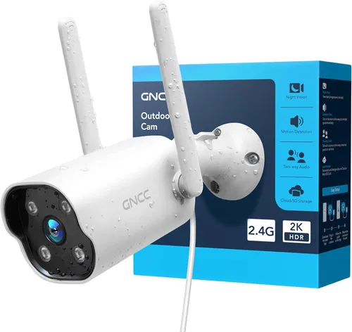 Miniatura 9 de GNCC Cámara de Seguridad 2K para Exteriores, IP65 Resistente a la Intemperie, Visión Nocturna, Detección de Movimiento y Sonido, Audio Negro-1p