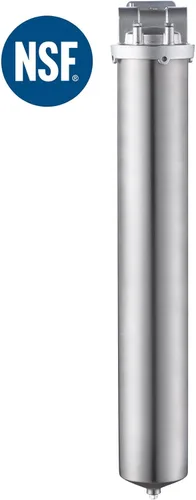 Miniatura 2 de NSF/ANSI 42 Certificación 304 Carcasa de filtro de acero inoxidable para cartucho de filtro de 20 pulgadas, carcasa de filtro de agua NPT de 1